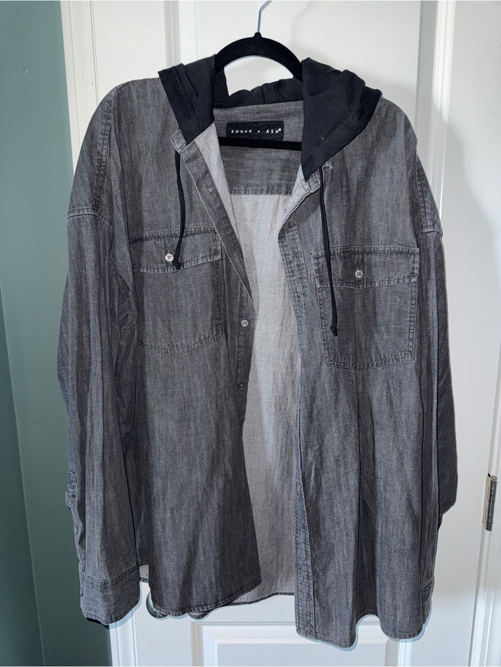 Edgar + Ash Men’s Grey Hooded Jean Shirt/Shacket Size XL